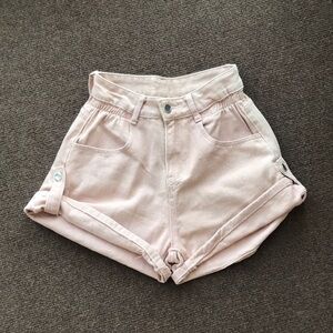 High-Waist Blush Paperbag Shorts with Rolled Hem